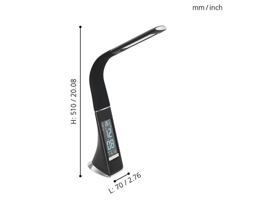 LED-kantoorlamp, dimbaar, 3,2 W, 300 lm, 5000 KH, 51 cm, Cognoli, lederlook, zwart