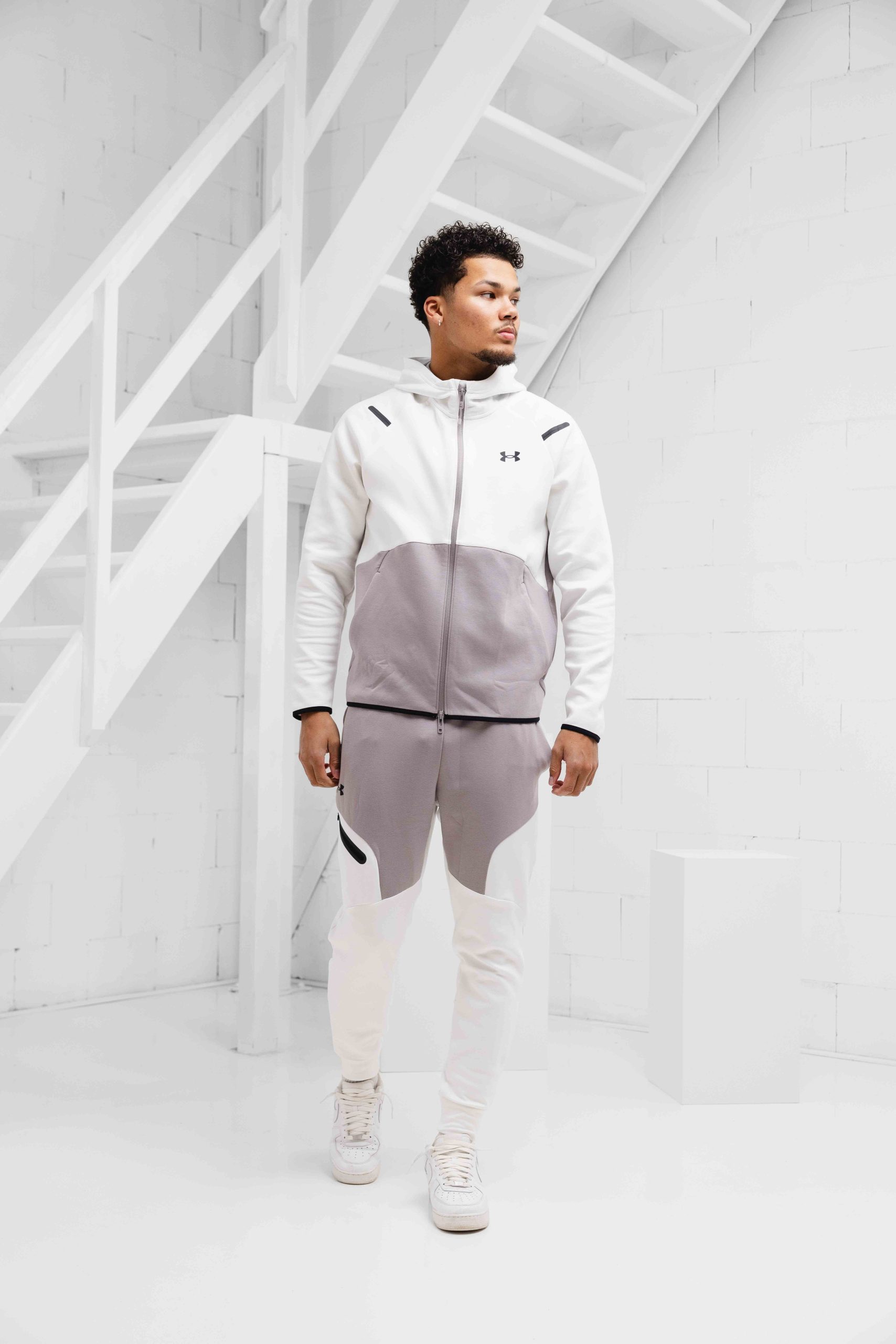 Under Armour Unstoppable Fleece Trainingspak Heren Wit/Bruin