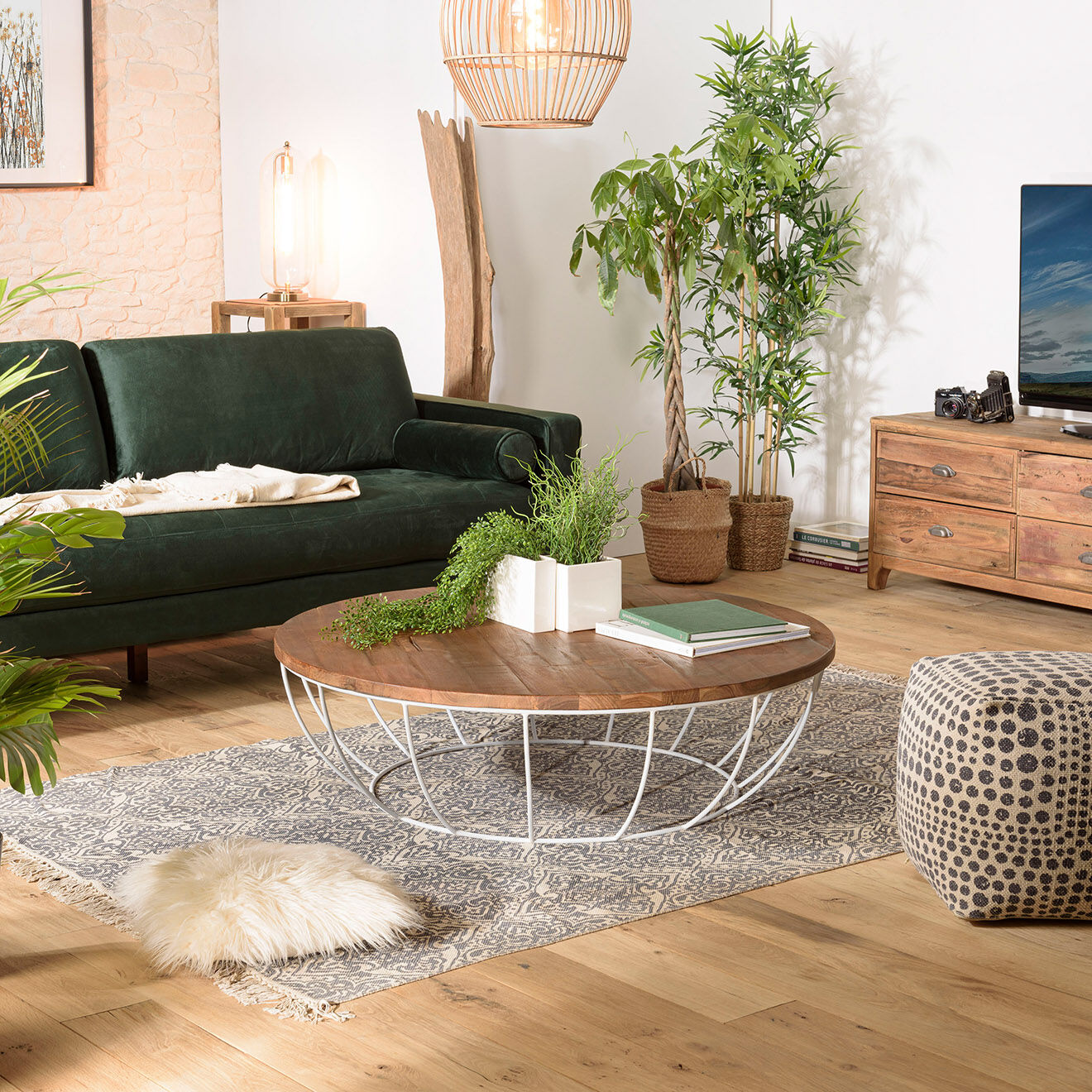 Macabane Table basse Sixtine bois naturel  - D.120xH.35 cm