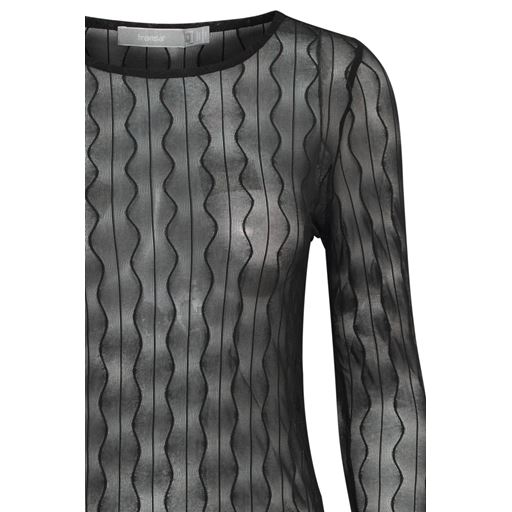 Fransa Langærmet Transparent Bluse, Sort, S