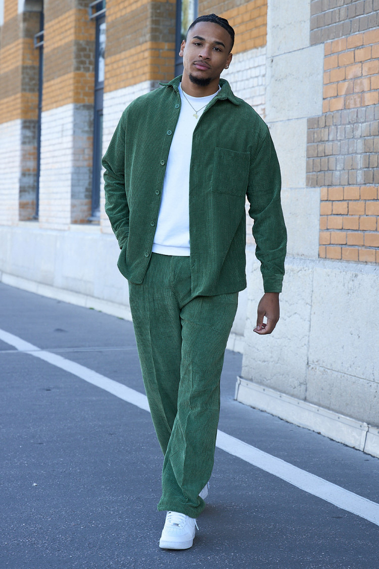 Ensemble chemise + pantalon large vert