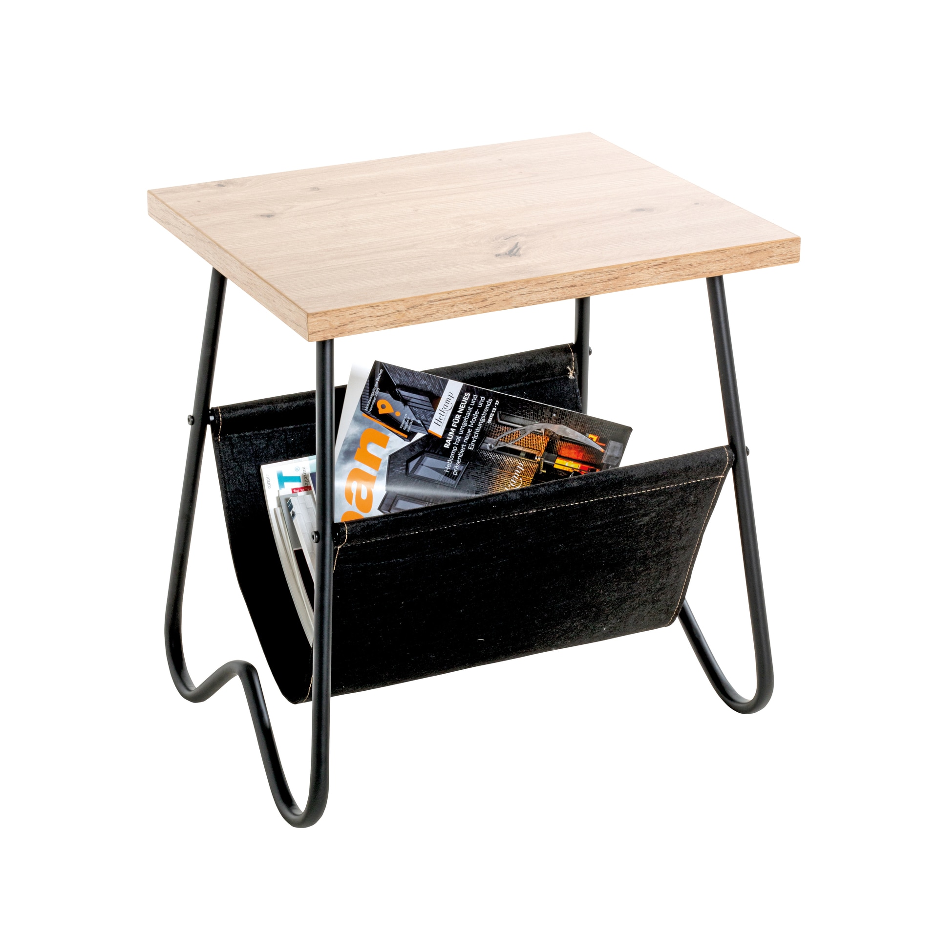 Beistelltisch mit Zeitungsablage 48 x 40 cm braun/schwarz