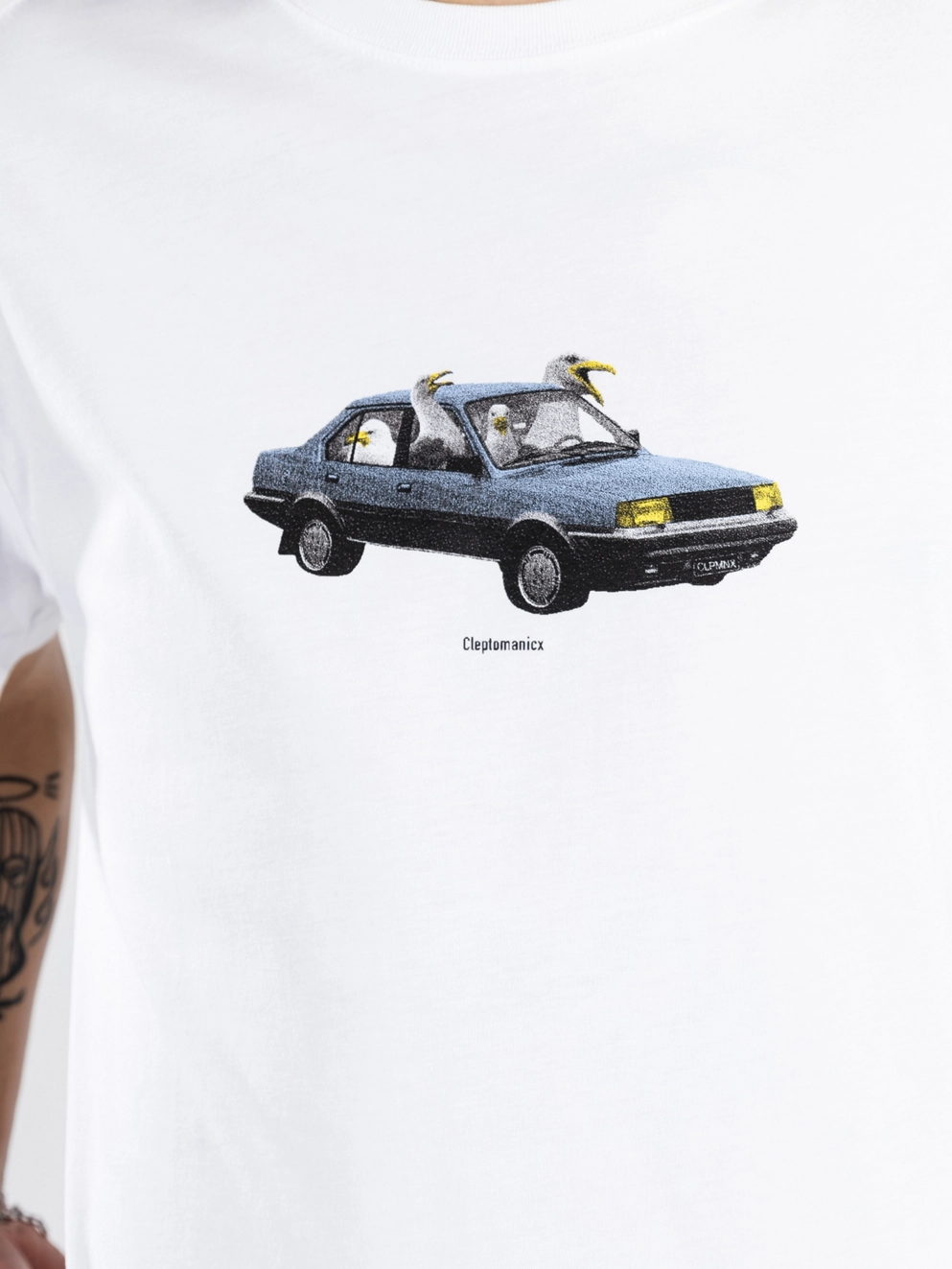 Cleptomanicx Carsharing T-Shirt white