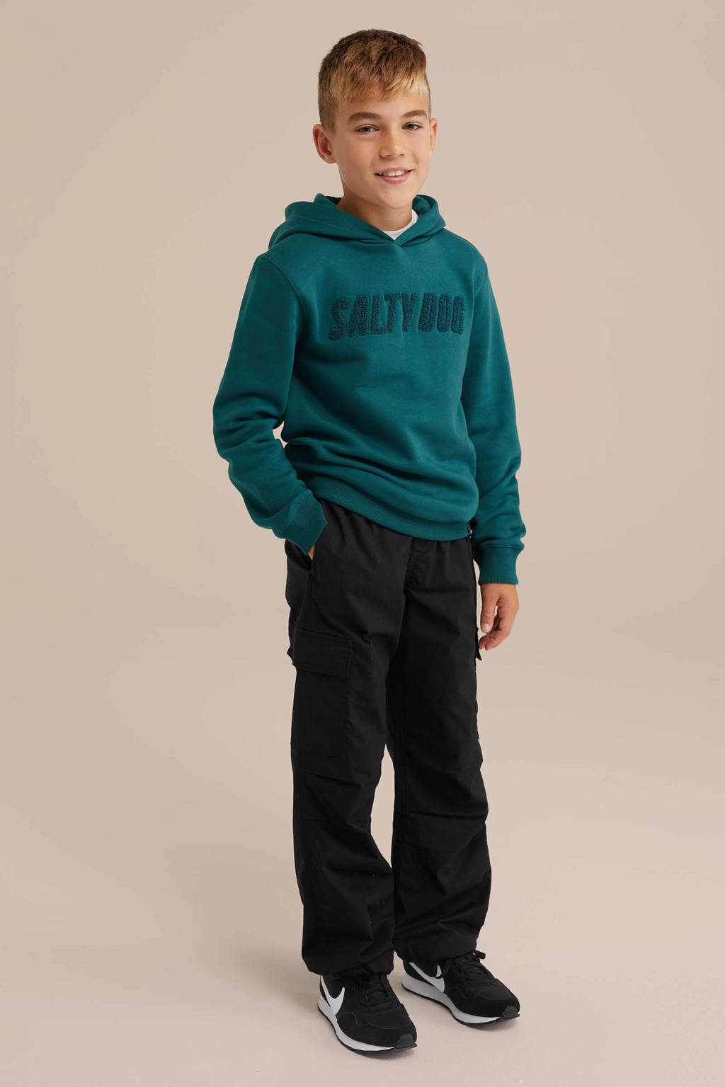 WE Fashion slim fit cargobroek zwart