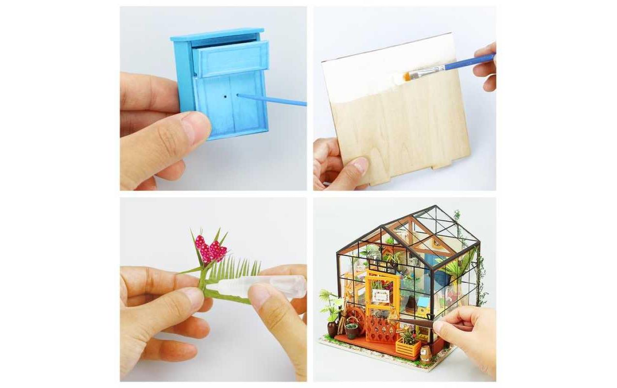 Bausatz Cathy's Flower House3D-Puzzle aus lasergeschnittenen Holzteilen