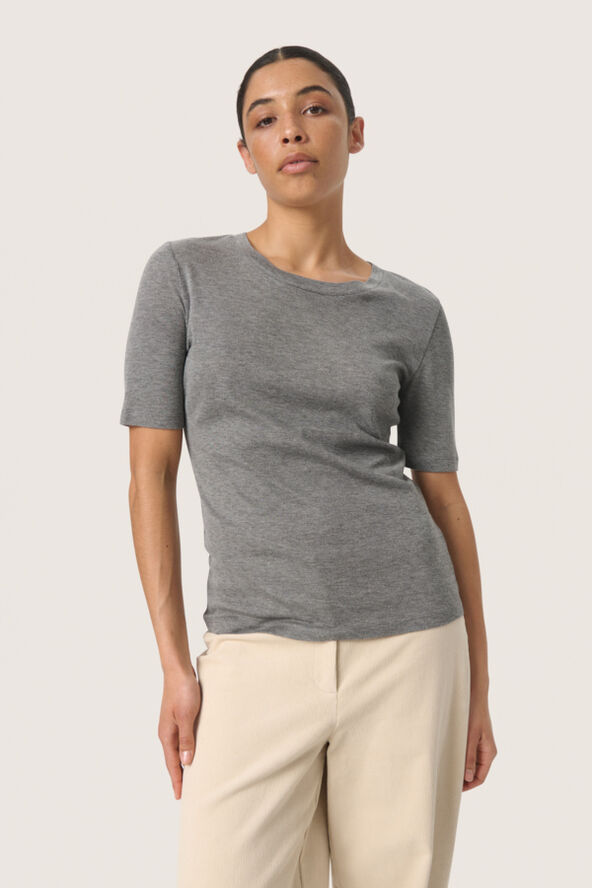 Soaked in Luxury SLFauna Tee SS Grey melange