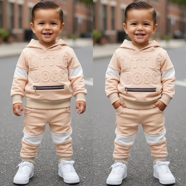 Hooded Little boss set - beige