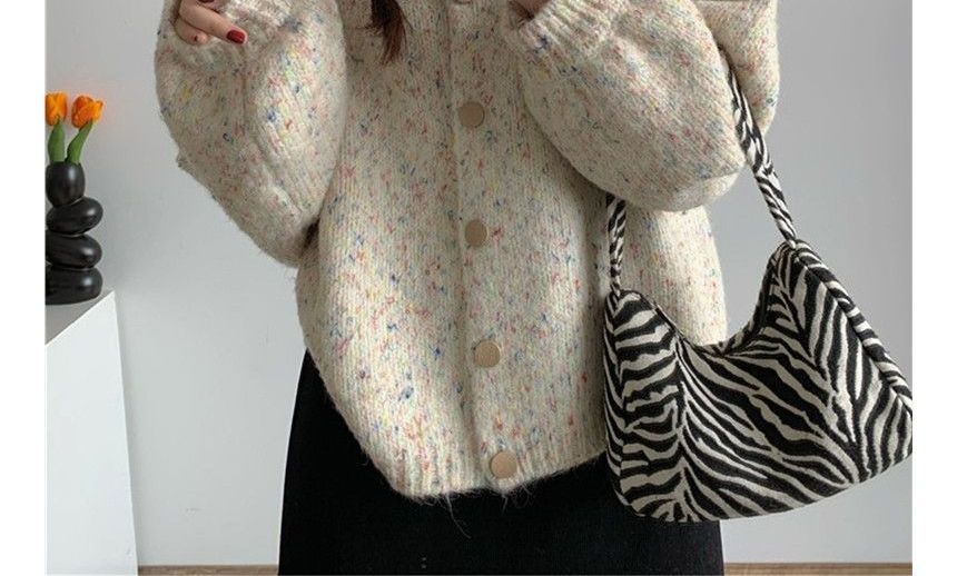 Rred - Melange Cardigan met ronde hals