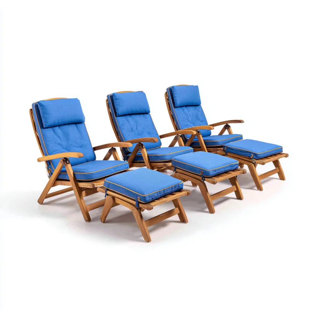 Gartenliege Set Holz Blau - Verstellbar und Bequem 160x70x90 cm