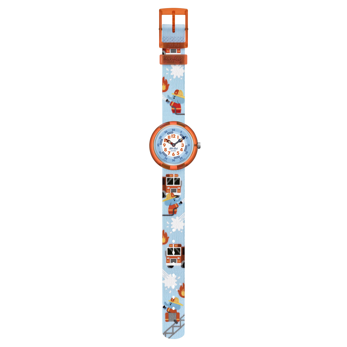Montre FLIK FLAK Future dreams Fire stopper enfant plastique biosourcé bracelet PET recyclé bleu