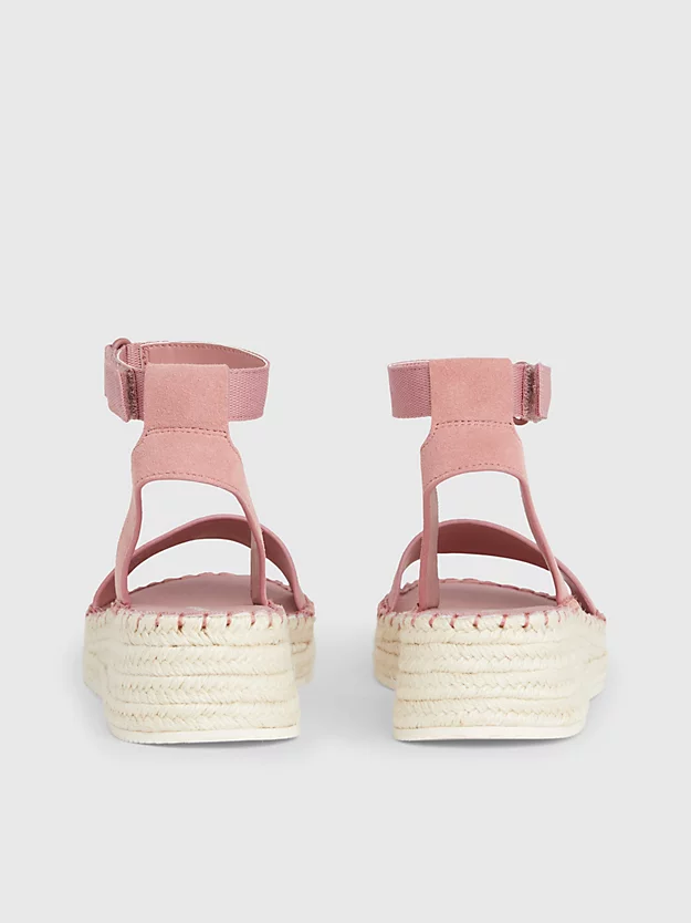 Sandálias espadrille de camurça com salto plataforma