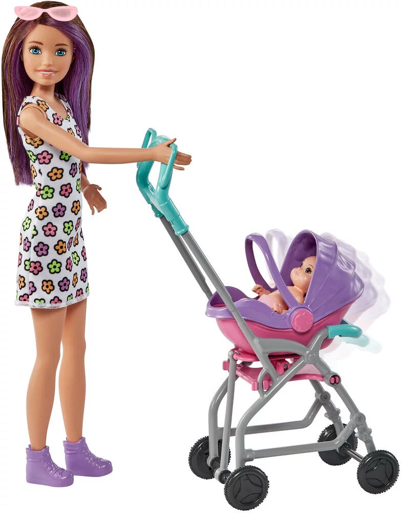 BARBIE-COFFRET SKIPPER BABY-SITTER POUSSETTE AVEC POUPEE