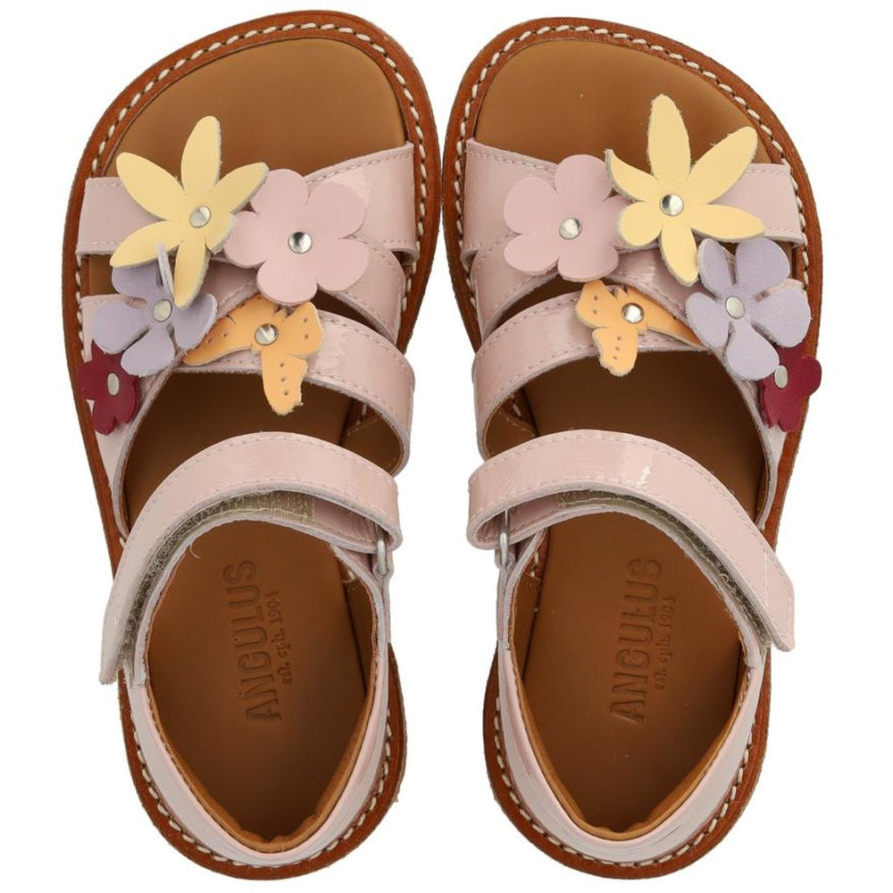 Køb Angulus Rosebud Sandal Med Multifarvede Blomsterapplikationer