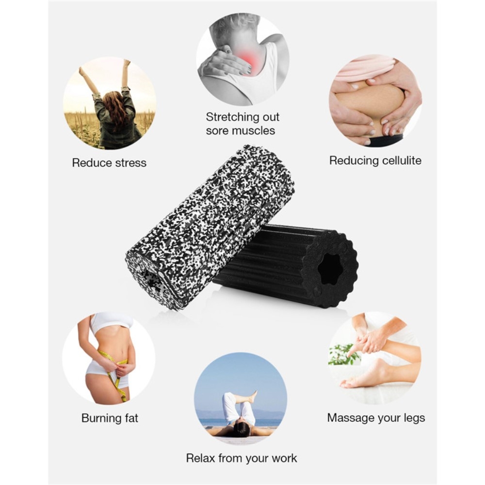 (32cm) Faszienrolle Fitness Selbstmassage Rolle für Balancetraining und Yoga - Schwarz