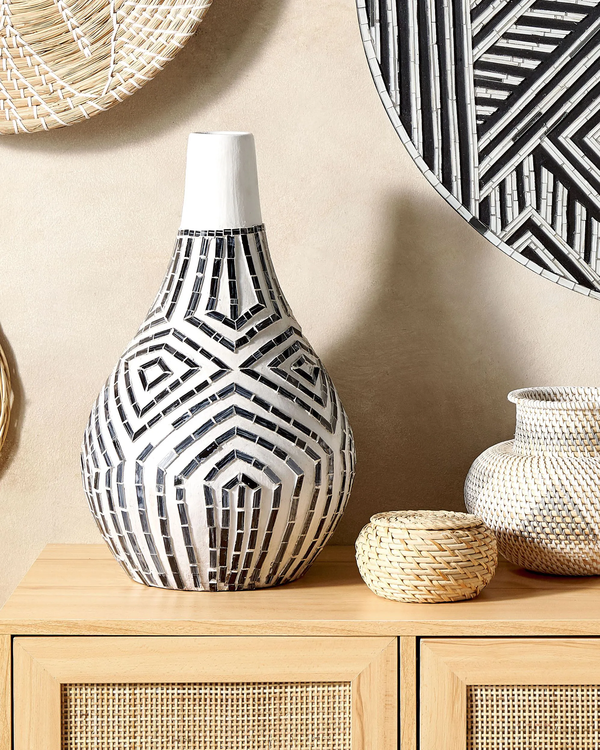 Decoratieve vaas OMBILIN Keramiek 50 cm Wit