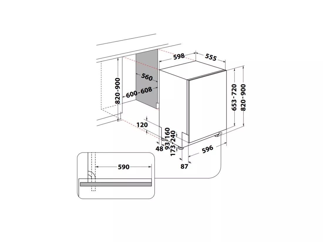 Indesit Lave-vaisselle 60cm 14 couverts 46db tout intégrable - D2IHL326