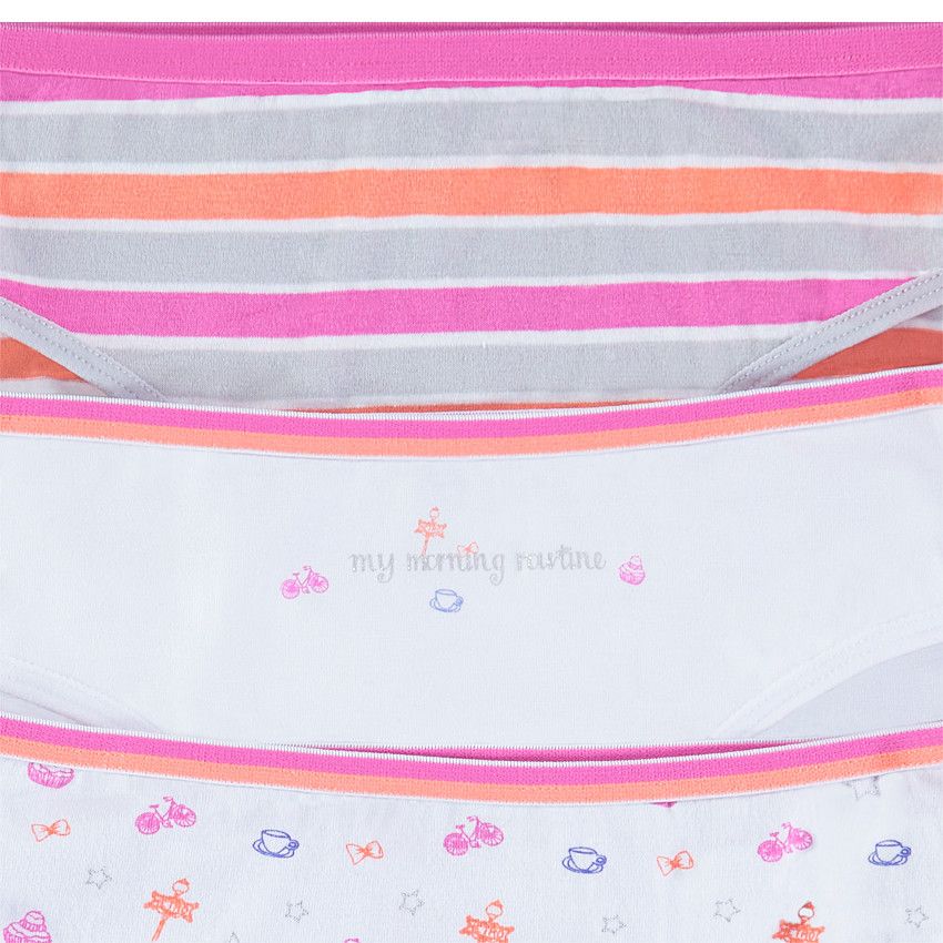 Junior - Lot de 3 culottes imprimées en coton - Blanc