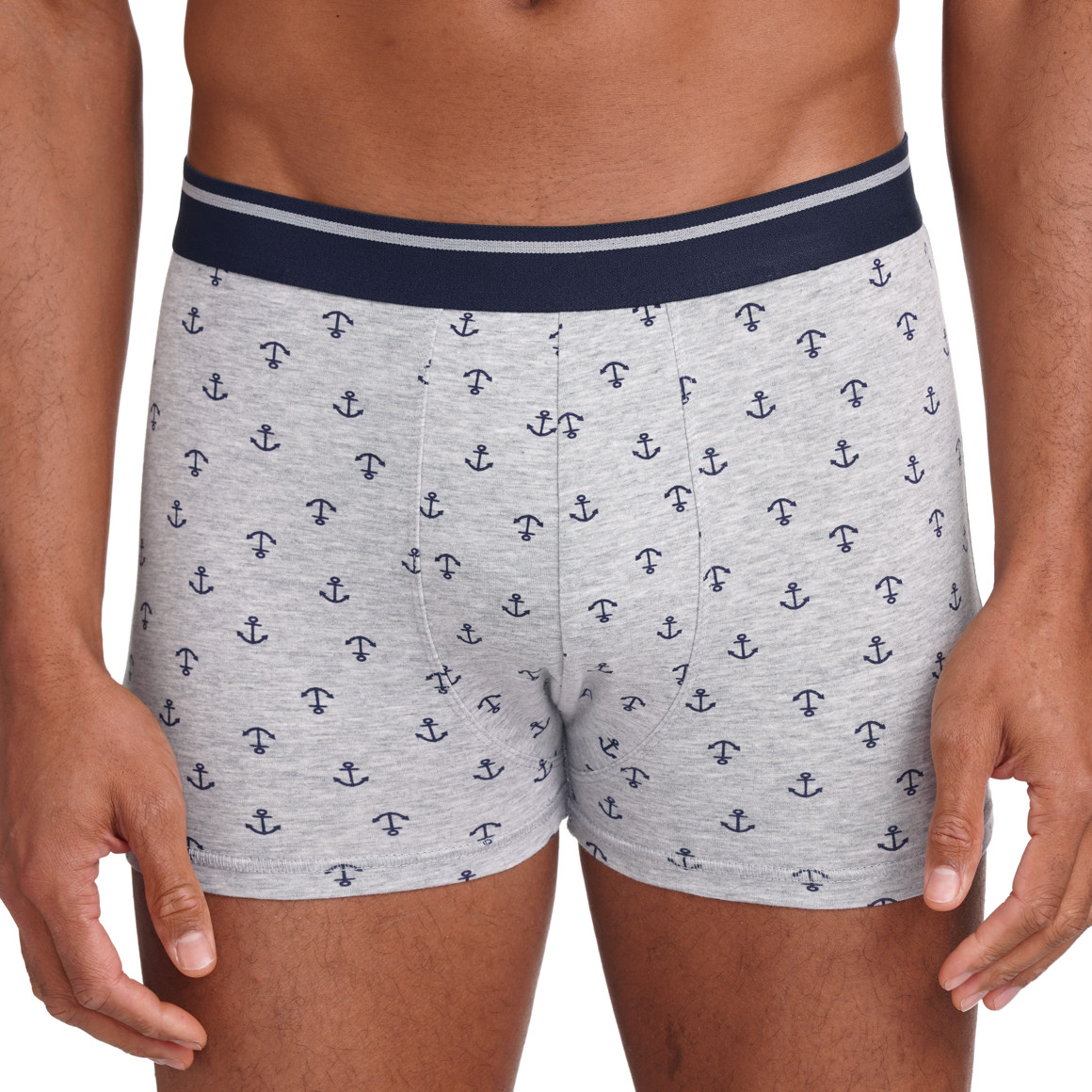 VanVaan Herren Retroshorts mit Anker-Allover hellgrau