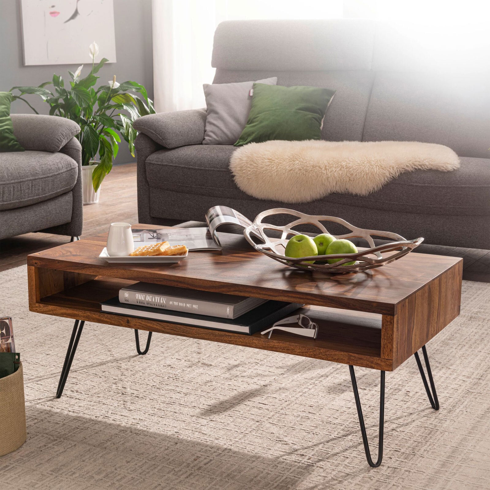 Couchtisch 100 x 50 cm Sheesham massiv