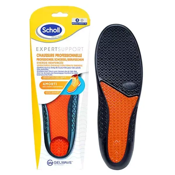 Palmilhas Scholl Expert Support para calçados profissionais, tamanhos 35,5 a 40,5.