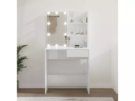 Coiffeuse avec LED Blanc brillant 74,5x40x141 cm
