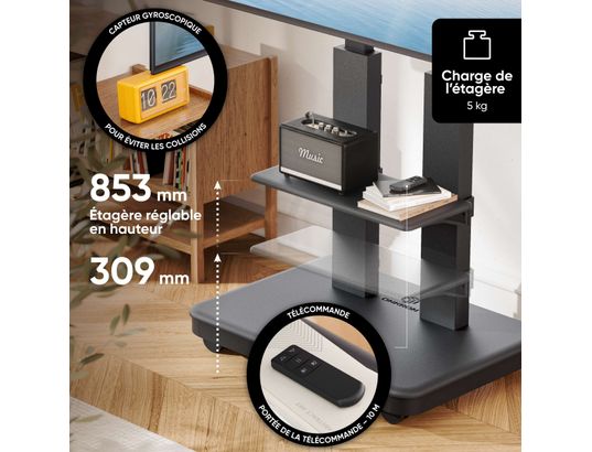ONKRON - Pied de sol Support tv motorisé, 50-120, noir ts2811e-b