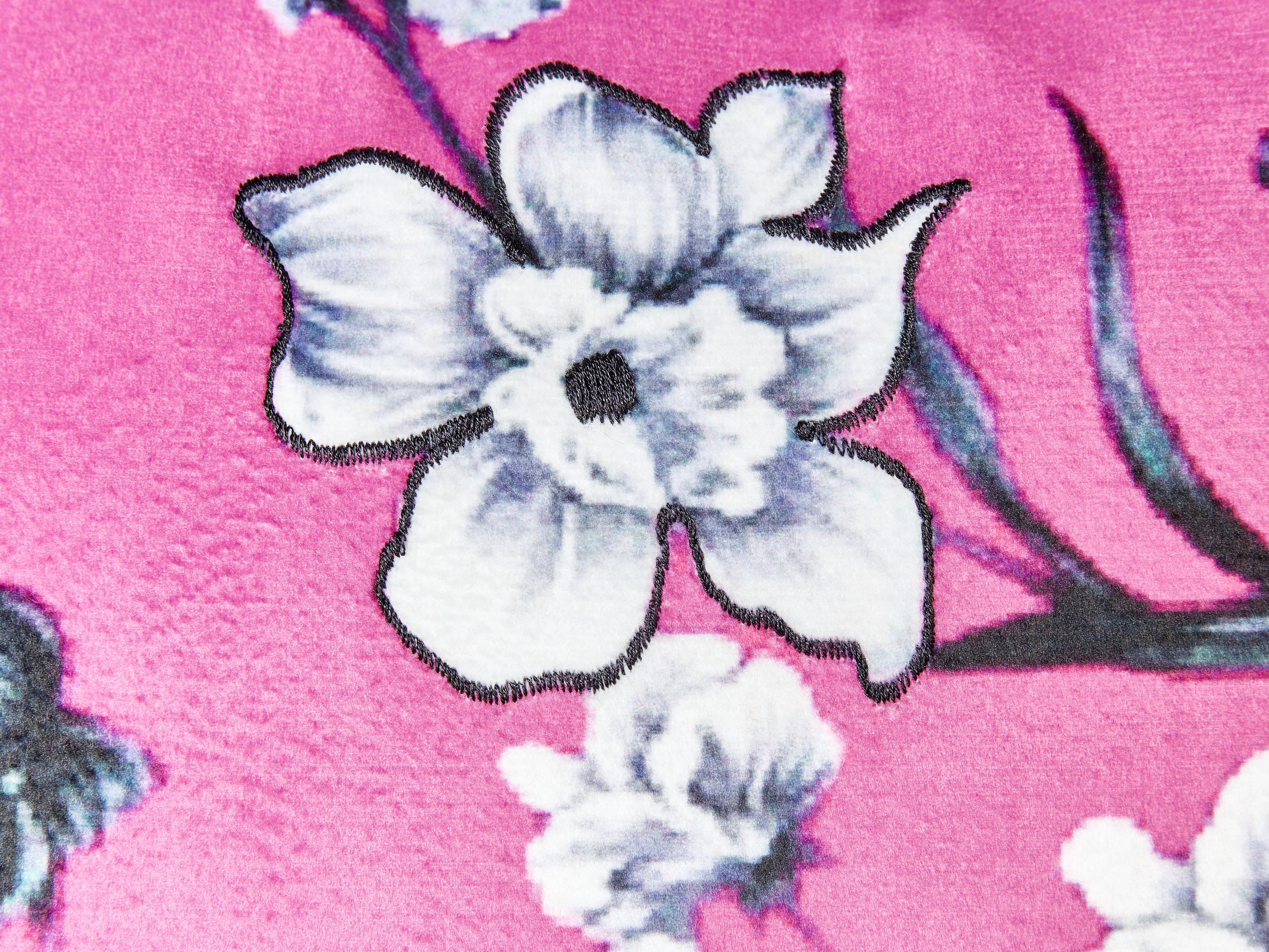 Set van 2 sierkussens KOELERIA Fluweel 45 x 45 cm Fuchsia bloempatroon