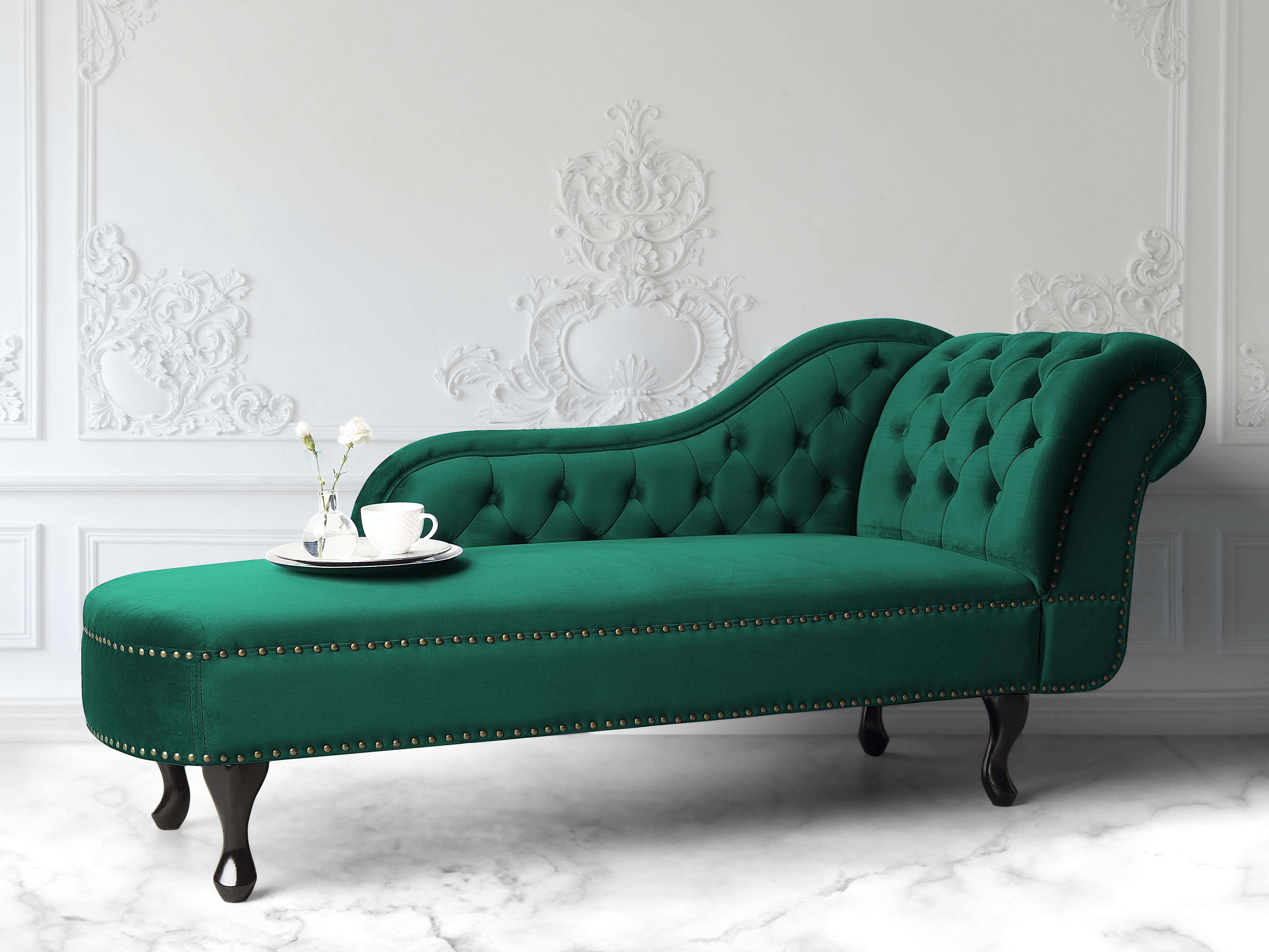 Rechtszijdige chaise longue NIMES Fluweel Groen