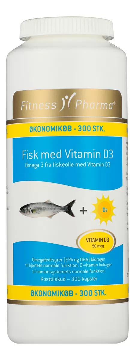 Fitness Pharma Fisk med Vitamin D3 - 300 kaps.