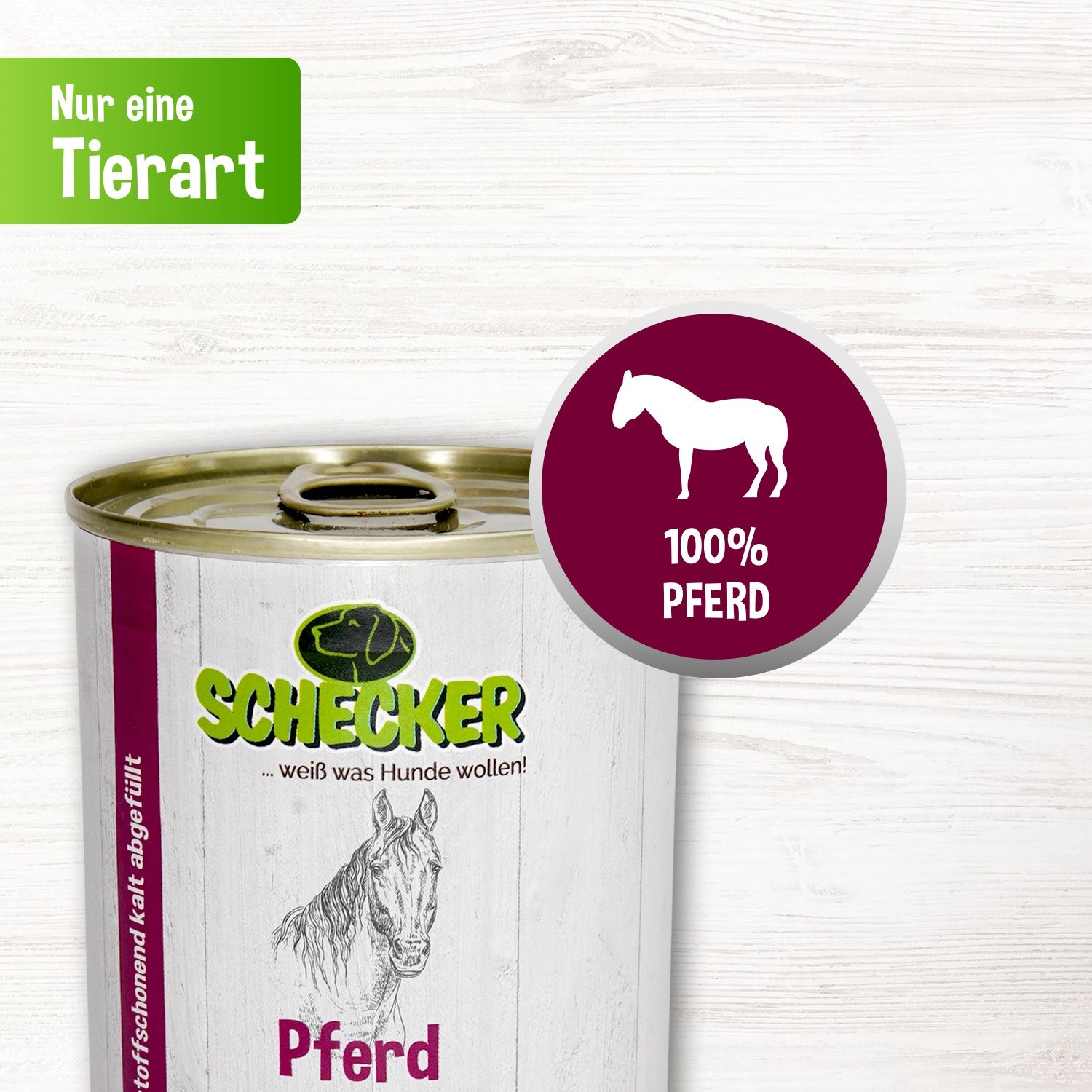 Schecker Dosenfutter für Hunde - Pferd PUR