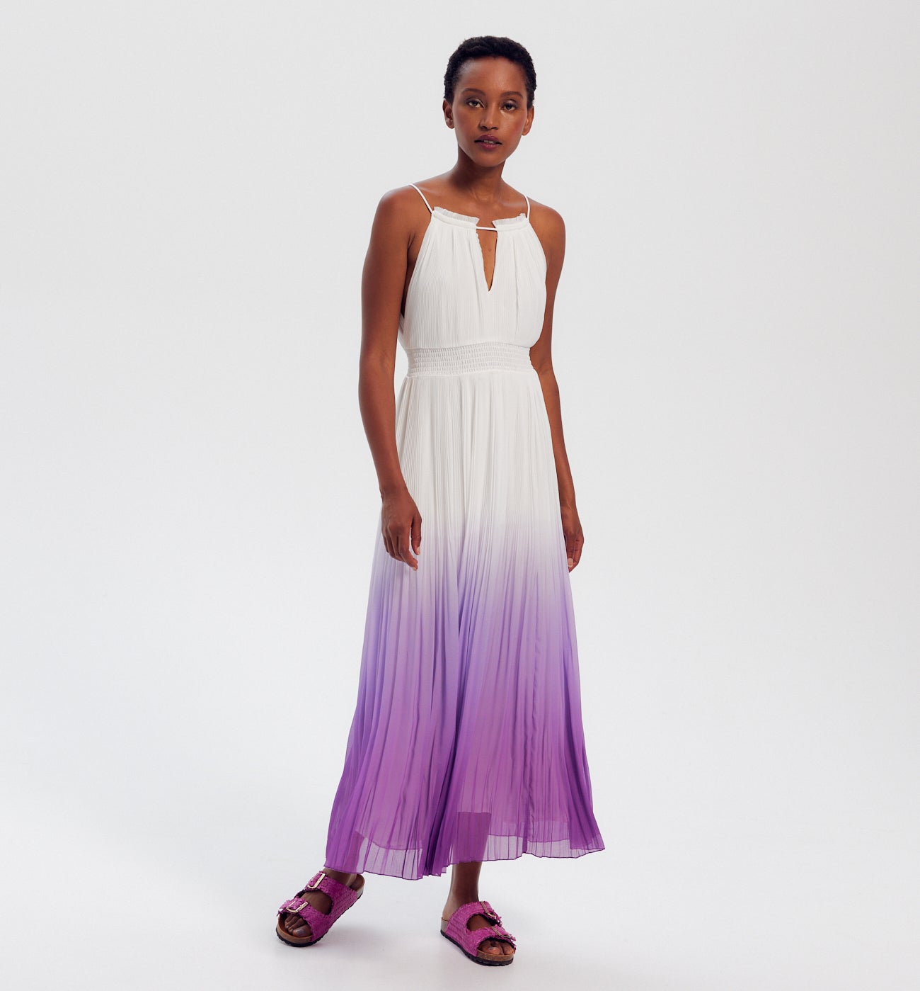 Robe longue plissée Femme - Imprimé multicolore