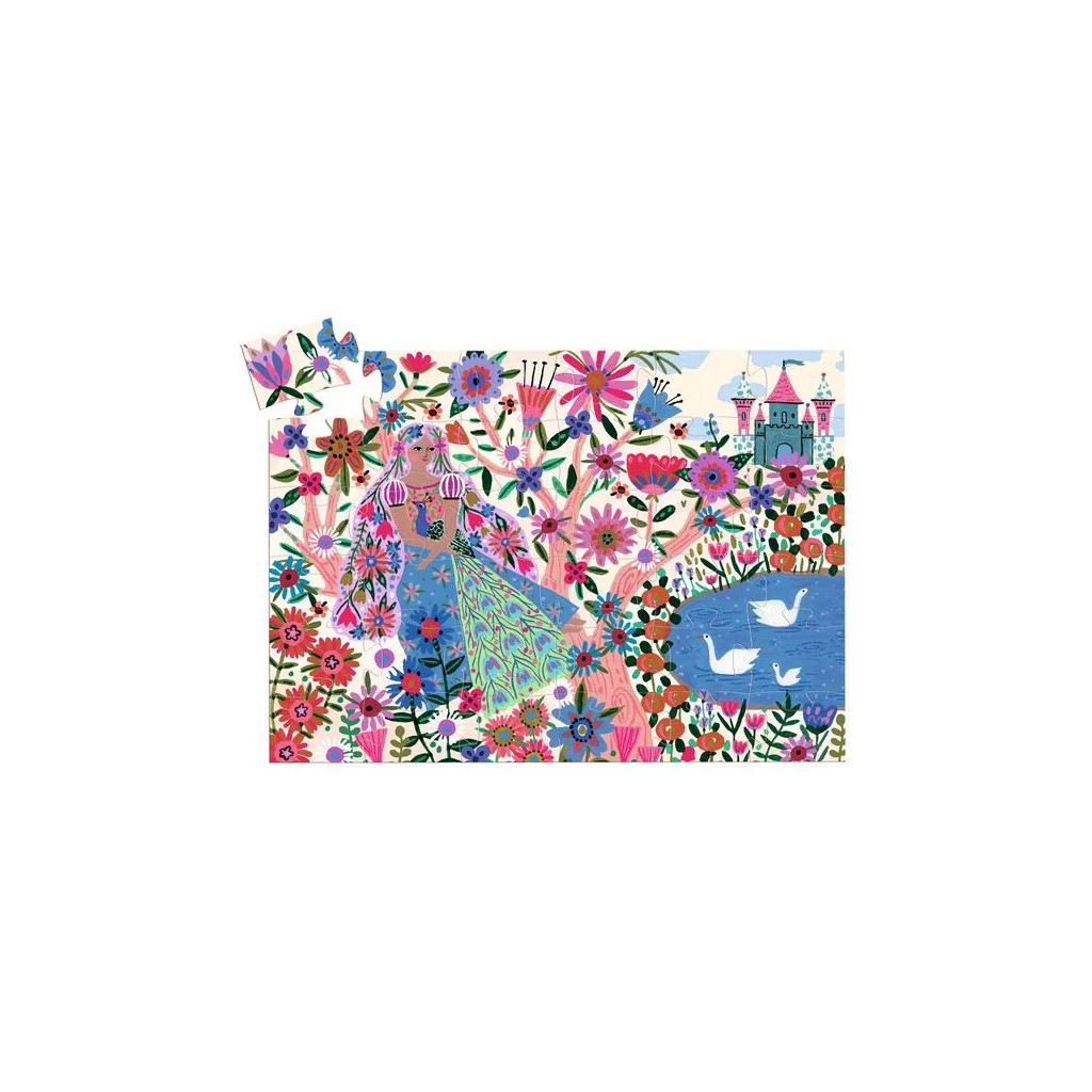 Puzzle silhouette - La princesse et son paon - 36 pièces