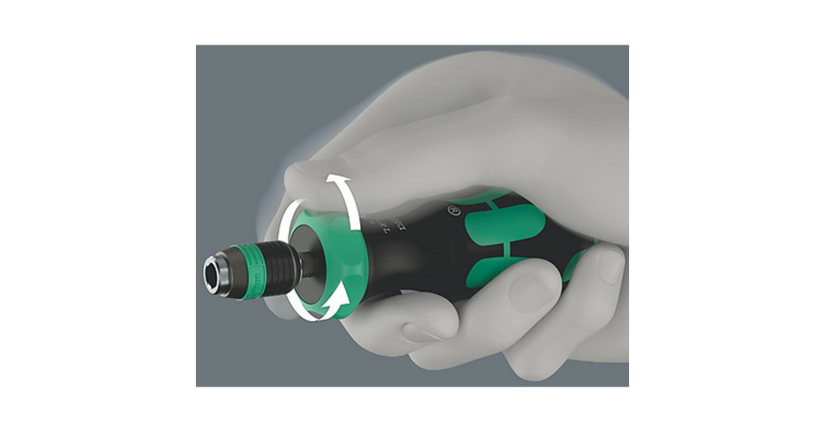 Wera838 RA-R L bithandhouder met ratelfunctie, 1/4