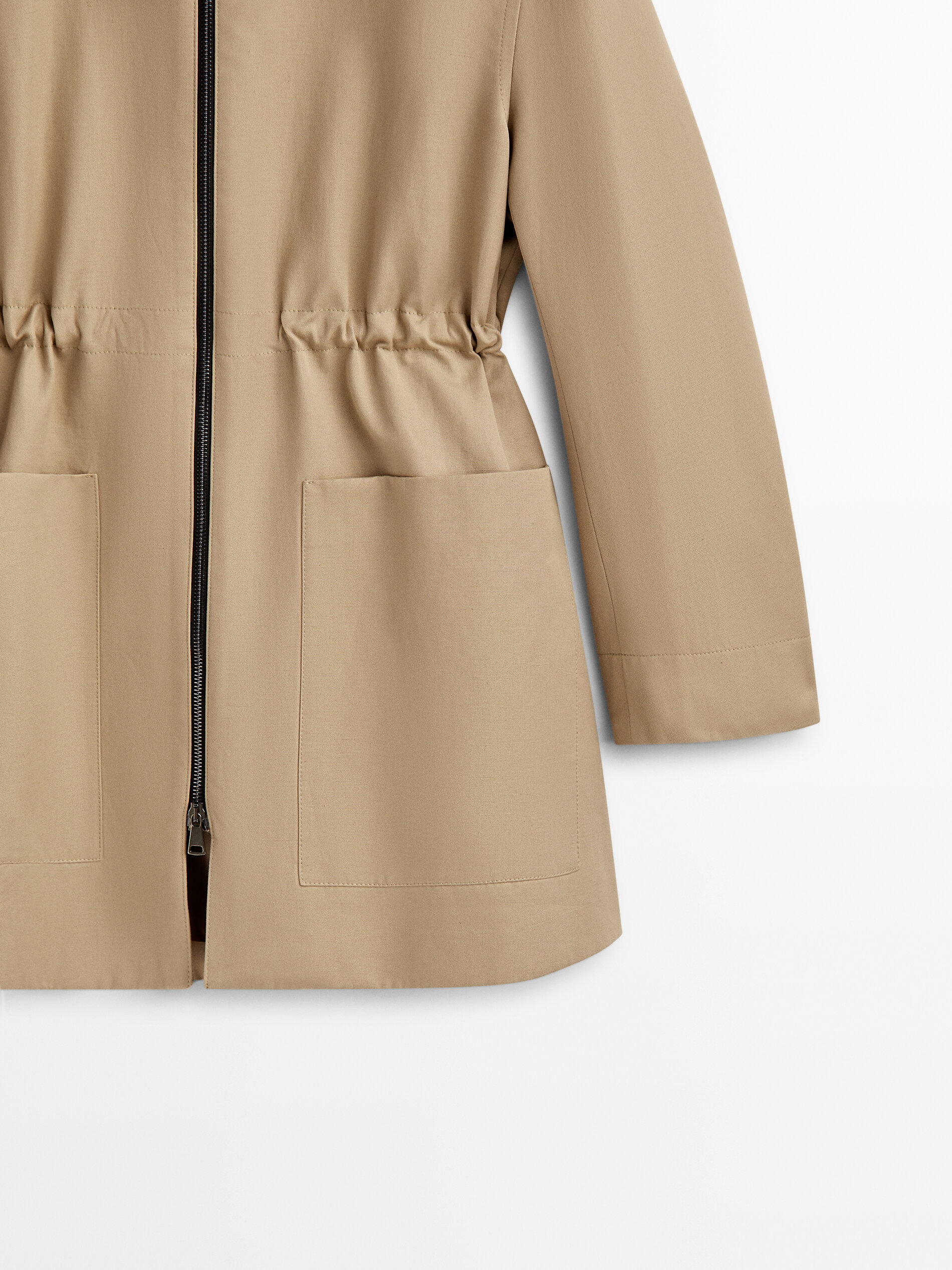 Parka mezcla algodón cuello contraste - BEGE