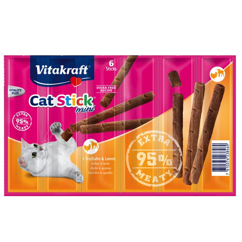Bâtonnets à mâcher Vitakraft Cat Stick Mini, dinde & agneau