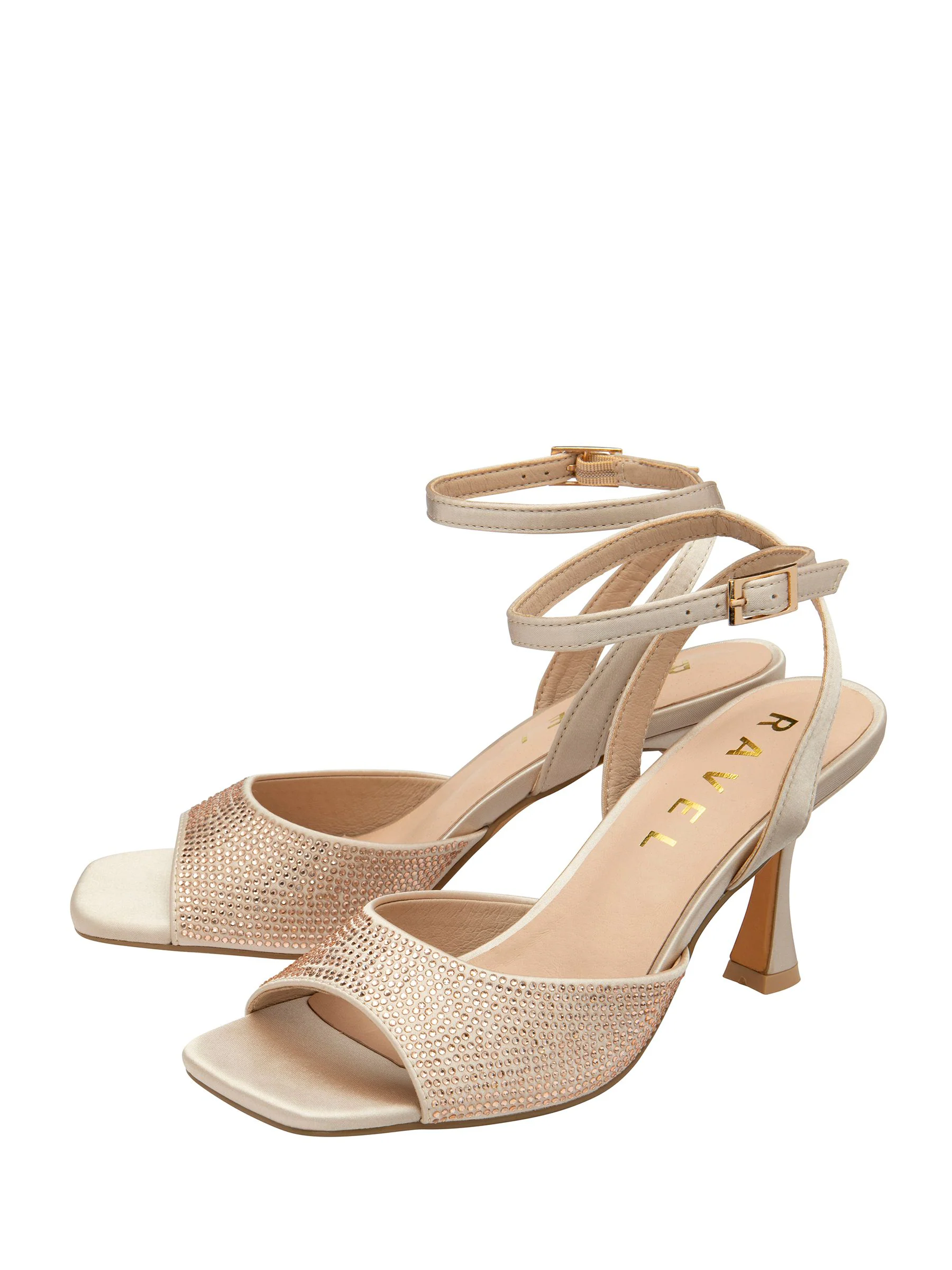 Goud - Ravel Peep-Toe Block-Heel Mule Sandals