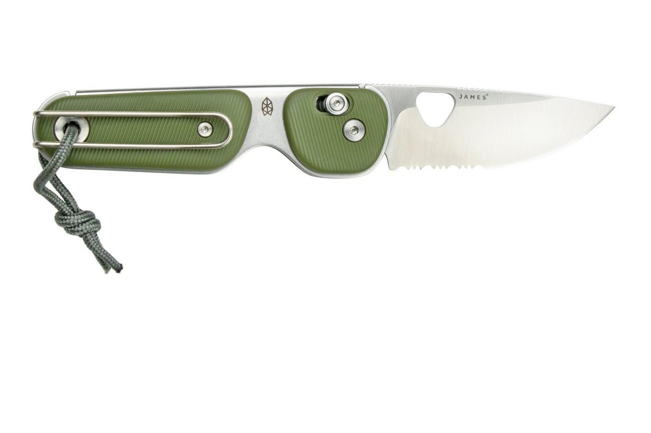 The James Brand The Redstone OD Green, Stainless Serrated KN118169-01 zakmes