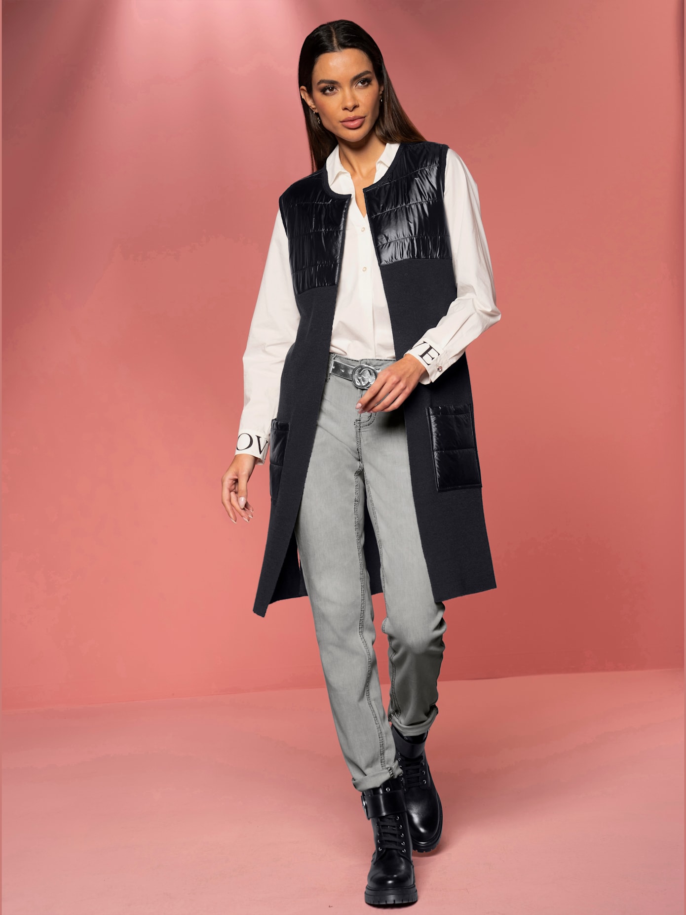 Gilet en tricot mélange de matières tendance