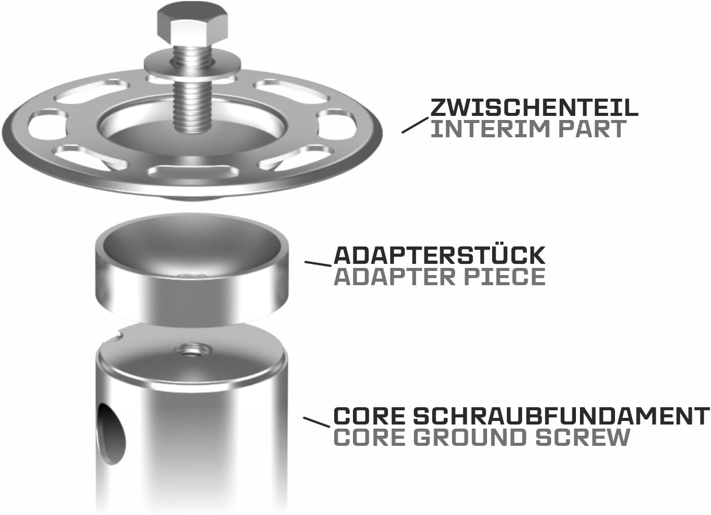 NEU 80 cm 4er TILT-Set Schraubfundamente Ø 60 x 2; M12