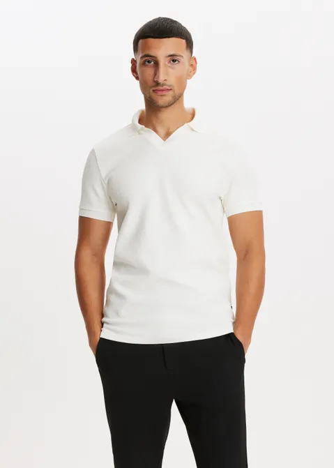 Polo met structuur off-white (WIT.O)