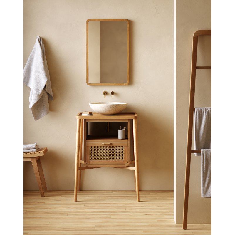 Porte-serviettes Uliana en bois de teck massif finition naturelle 50 x 160 cm