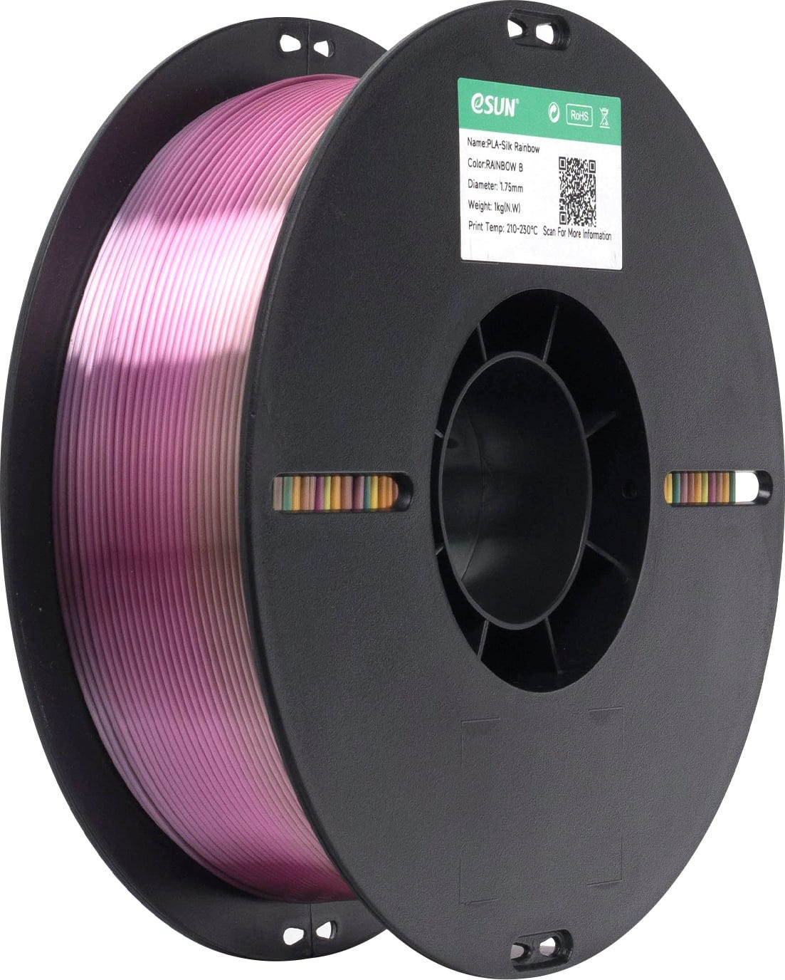 eSUN  PLA-Silk Rainbow B, 1,75 mm / 1000 g    Mehrfärbiges Filament in Regenbogenfarben