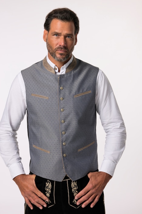 JP1880 Weste, Tracht, bestickter Stehkragen, Futterrücken, bis 72
