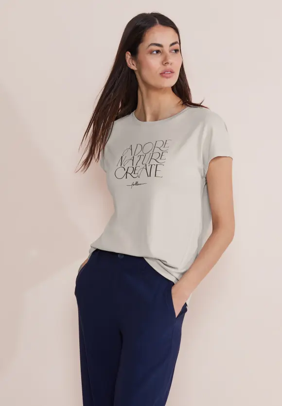 T-Shirt mit Wording - smooth stone sand