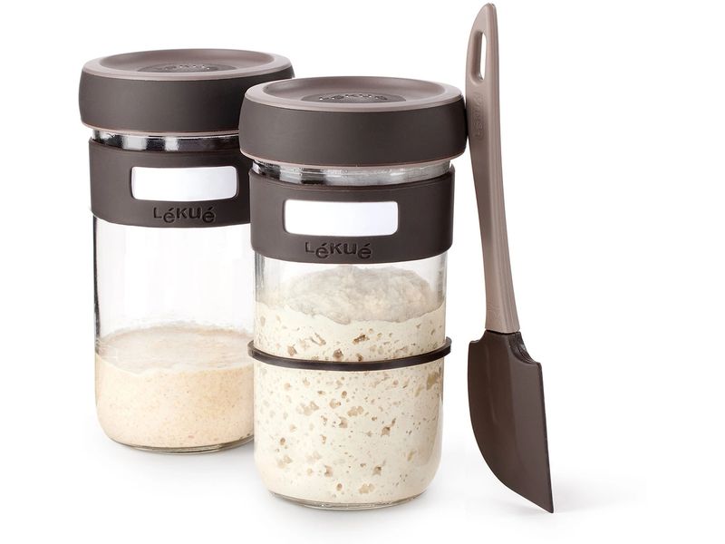Lékué Sauerteigglas 0.7 l, Glas, 2 Stück Sauerteig-Starter-Kit