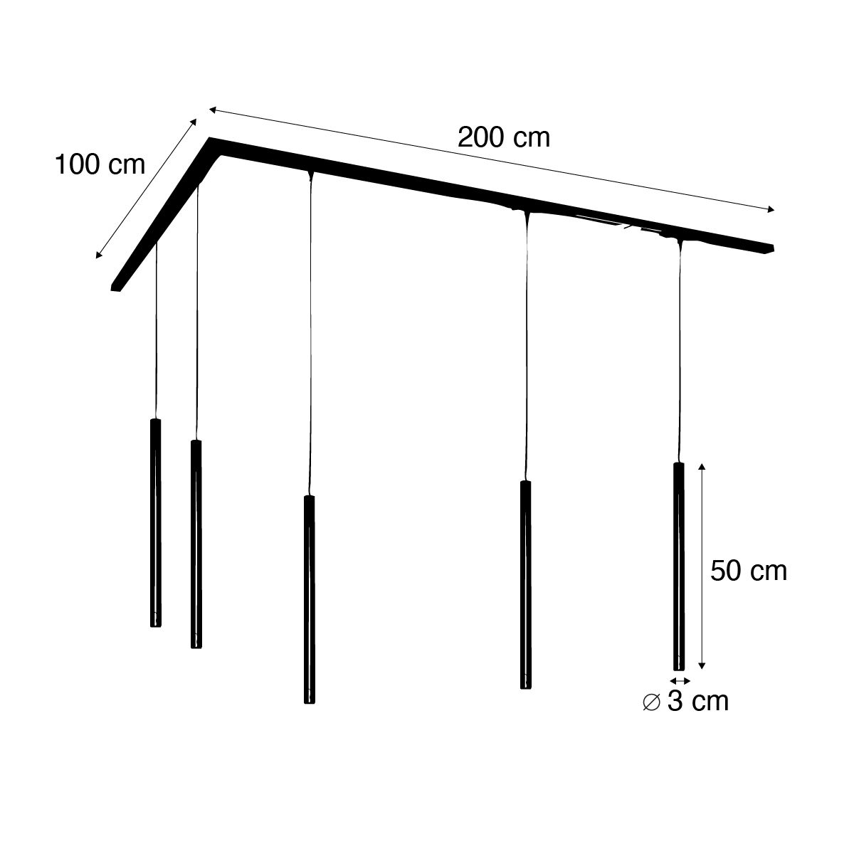 Modern railsysteem met 5 hanglampen zwart 1-fase - Iconic Frini