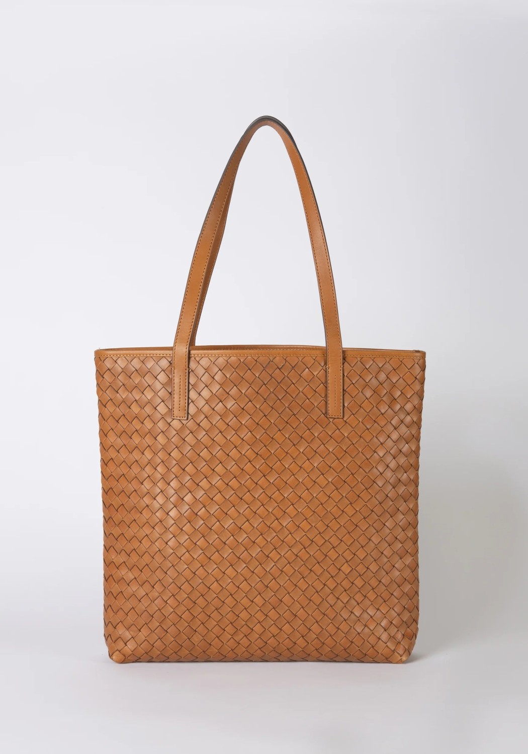 O My Bag Leder-Shopper Georgia Woven Classic Leather Cognac