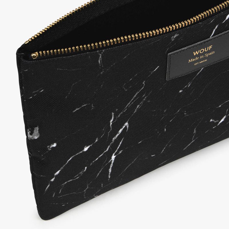 Pochette large XL 28cm Black marble