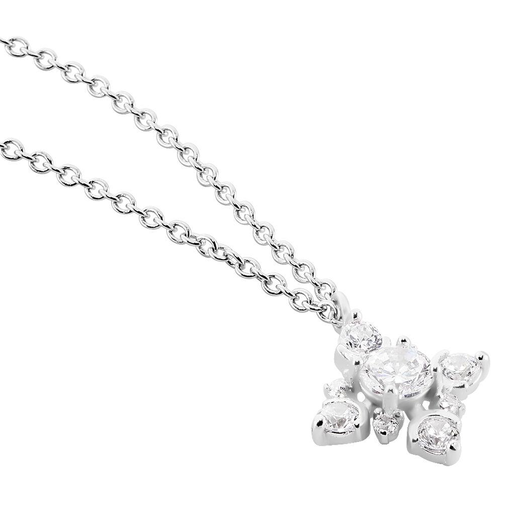 Collier Flocon Argent Blanc Oxyde De Zirconium