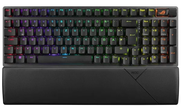 ASUS ROG Strix Scope II 96 - Tastatur - udskiftelig, 96 % layout - backlit - trådløs - USB, 2.4 GHz, Bluetooth 5.1 - tastkontakt: ROG NX - sort